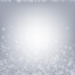 Fototapeta premium Gray Snowfall Vector Gray Background. Sky Snow 