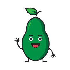 vector mascot avocado flat illustration