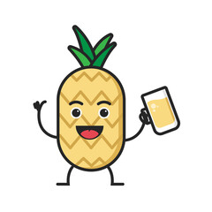vector mascot pineapple flat illustration