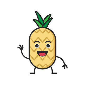 vector mascot pineapple flat illustration