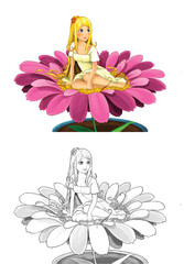 cartoon sketch scene beautiful princess illustration