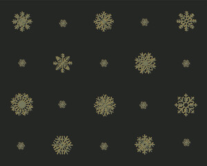 20 snowflakes. The winter set. Gold on a broцт background.