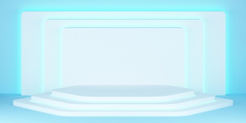pastel stage podium in backlit colors