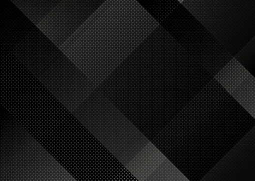 Black Abstract Geometric Grid Background - Dark Pattern with Diagonal Grid in Dark Gray Colors, Vector Illustration