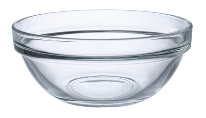 Empty glass bowl isolated on white background