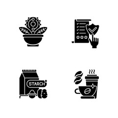 Diet black glyph icons set on white space