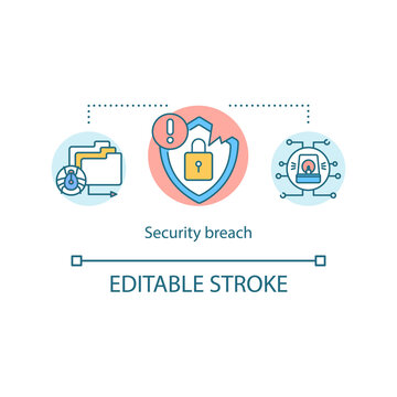 Data cyber security breach concept icon