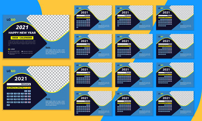 Modern 2021  new year desk calendar layout design