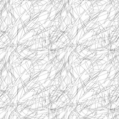 Abstract line seamless, white black pattern, hand drawing