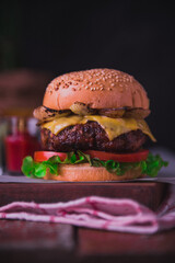 delicious hamburger with lettuce and tomato