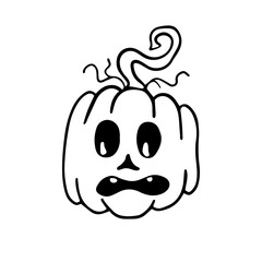 Halloween pumpkin on white background. Happy Halloween holiday. Vector illustrasion.