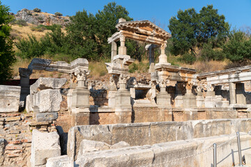 Ancient ruins in Ephesus Turkey - archeology background