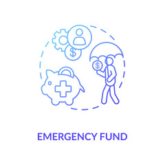 Emergency fund concept icon. Life saving cash ideas. Wealthy future life advices. Business budget increasing strategies idea thin line illustration. Vector isolated outline RGB color drawing