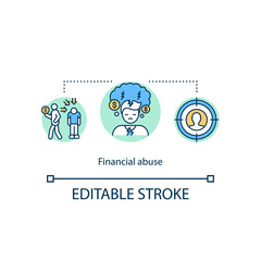 Financial abuse concept icon. Interest on the banking loan. Accounts payables idea thin line illustration. Vector isolated outline RGB color drawing. Editable stroke