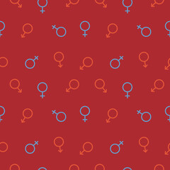Seamless pattern on the theme Sexual Health Awareness Month, September. Decorated with a gender symbol.