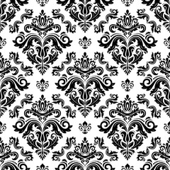 Classic seamless vector black and white pattern. Damask orient ornament. Classic vintage background. Orient ornament for wallpaper and packaging