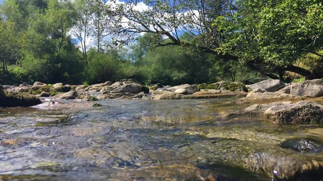 Wolosatka river in ustrzyki gorne bieszczady mountains in Poland