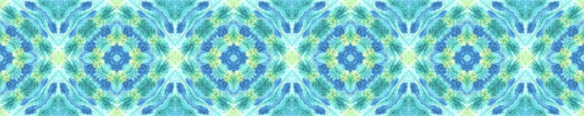 Batik Brush. Blue and Yellow Textile Print. Multicolor Natural Ethnic Illustration. Tribal Backdrop.  Shibori or Batik Brush Style.