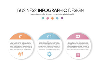 Business diagram with icons and 3 options. Infographic design. Vector