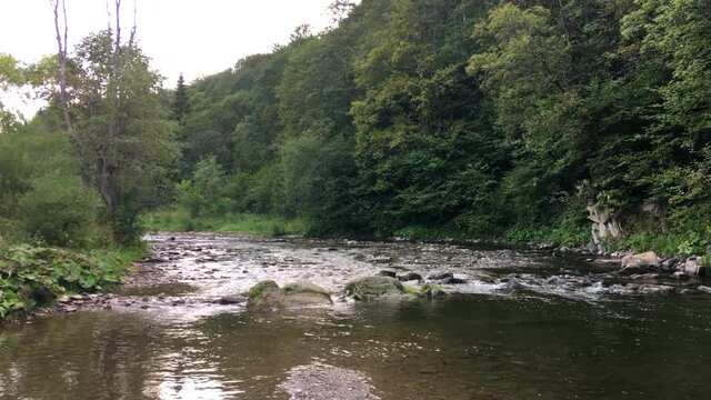 Wolosatka river in ustrzyki gorne bieszczady mountains in Poland