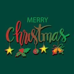 Merry Christmas hand lettering  isolated