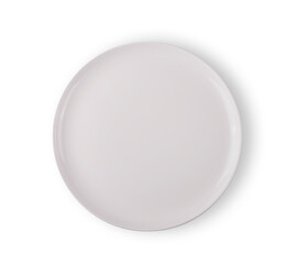 white plate top view on white background