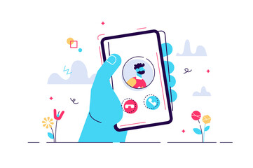 Incoming call concept flat tiny person 