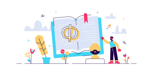 Philosophy vector illustration. Flat tiny 