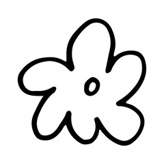 Hand drawn doodle flower head illustration. Simple floral element isolated on white background