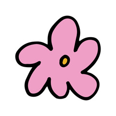 Hand drawn doodle flower head illustration. Simple floral element isolated on white background