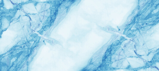 Marbled background banner panorama - High resolution abstract white blue Carrara marble stone texture