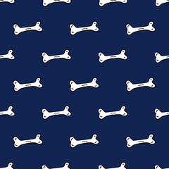 dog bone on blue background seamless pattern, Halloween repeat wallpaper tile background.