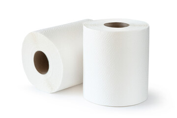Rolls of paper towels isolated on white background