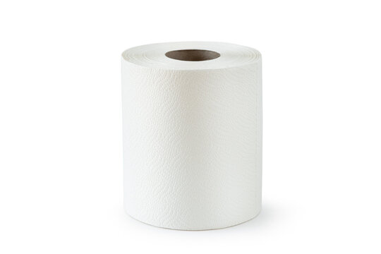 Roll of paper towels isolated on white background