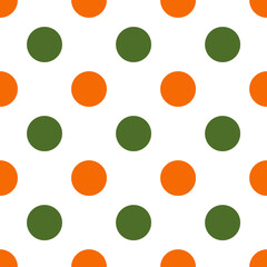 Autumn seamless polka patterns. Endless texture for wallpaper, background, wrapping. halloween and thanksgiving ornament. Orange, green, black colors