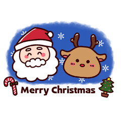 クリスマスのサンタクロースとトナカイ