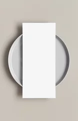 Fotobehang Menu card mockup on a plate, 4x9 ratio. © Snoflinga