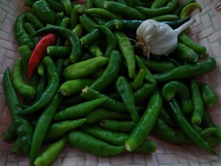 Fresh vegetables green chilli peppers 