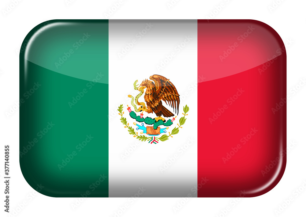 Poster mexico web icon rectangle button with clipping path 3d illustration
