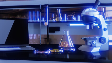 interior laboratory with microscope