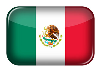 Mexico web icon rectangle button with clipping path 3d illustration