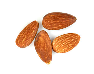 almonds natural roasted isolated on white background