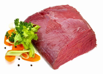 Raw Elk Meat on white Background - Isolated