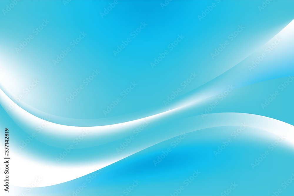 Poster abstract smooth fresh blue wavy background design template vector, blurry soft blue mesh gradient ba