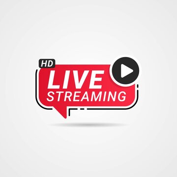 Live Streaming button, badge, logo, emblem label symbol vector illustration
