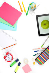 Back to School equipment on a white background