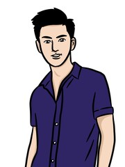 cartoon cute man on white background