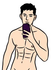 Fototapeta premium cartoon sexy man on white background