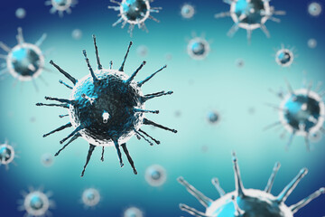 Coronavirus, Covid-19, SARS-CoV-2 virus cells - 3D illustration