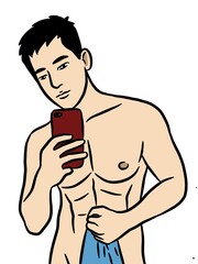 Fototapeta premium cartoon sexy man on white background